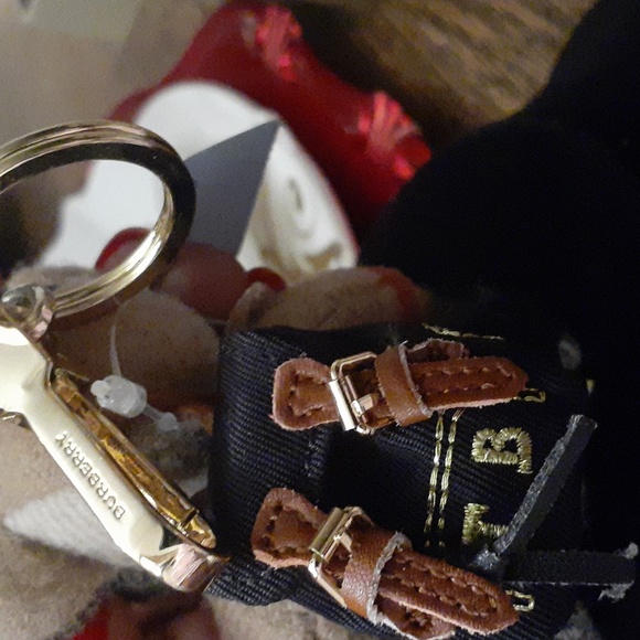 BURBERRY THOMAS BEAR Signature Check Bow tie Backpack Keychain AUTHENTIC - Picture 3 of 10